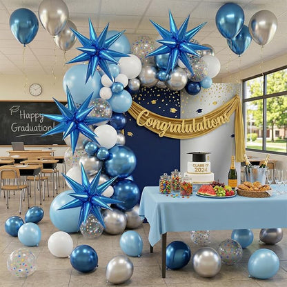 22/27 Inch Blue Star Balloons, Cone Spike Balloon, Aluminum Foil Balloon - Image 4