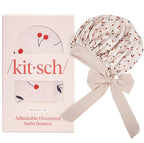 Kitsch XL Satin Bonnet for Sleeping - Softer Than Silk Bonnet For Sleeping Women - Secure Fit, Adjustable, Night Cap For Curly & Textured Hair - Prevents Breakage, Tangles & Thinning - Cherry Print
