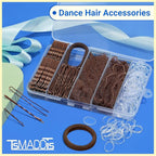 TsMADDTs Bobby Pins and Hair Nets Set, Hair Accessories for Women with Invisible Nets for Ballet Bun(11.81&19.86IN), U Pins for Dance(1.37&2.36IN), Elastic Bands, Clear Rubber Bands