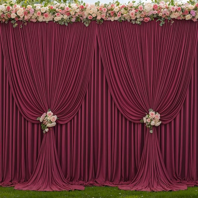 8 Panels Burgundy Backdrop Curtains - Image 9
