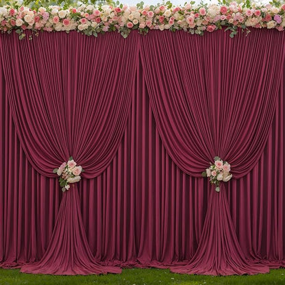 6 Panels Burgundy Backdrop Curtains - Image 9