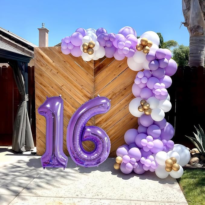 Purple 16 Balloon Number, 40 Inch Number 16 Balloon Big Foil Mylar Helium - Image 4