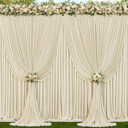 8 Panels Backdrop Curtains for Wedding Party Wrinkle Free Beige Backdrops - Image 8