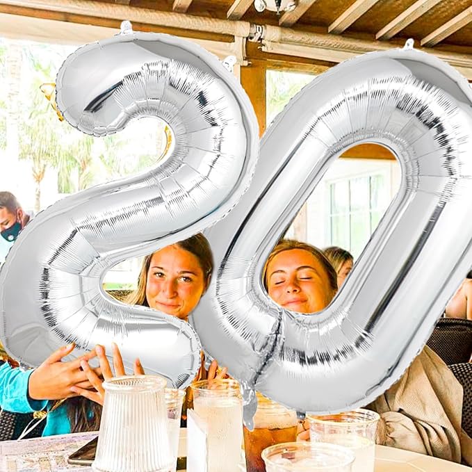 Number Balloons Silver Party Balloon - Image 5