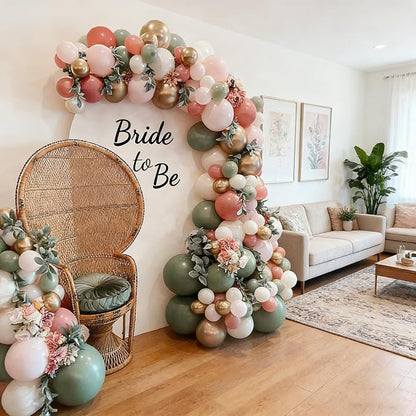 Bridal Shower Bride Balloons Arch Garland Kit | 139pcs Sage Green Retro Dusty - Image 8