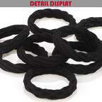 WILLBOND 60 Pieces Seamless Hair Ties Ponytail Holders, Cotton No Crease Hair Band for Women,girl,thick Heavy and Curly Hair, 4 Styles(Black, Fresh Style)