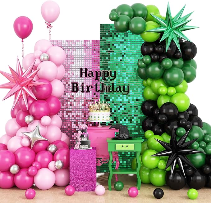 Pink Green Black Balloon Arch Kit - Image 7
