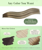 SURNEL Tape in Hair Extensions Balayage Chocolate Brown to Caramel Blonde Tape in Hair extensions Human Hair 14 inch 20pcs 50g (#4/27/4-14)