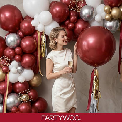 PartyWoo Burgundy Balloons 152pcs Dark Chestnut Red Maroon Color | 18 12 10 5 - Image 9