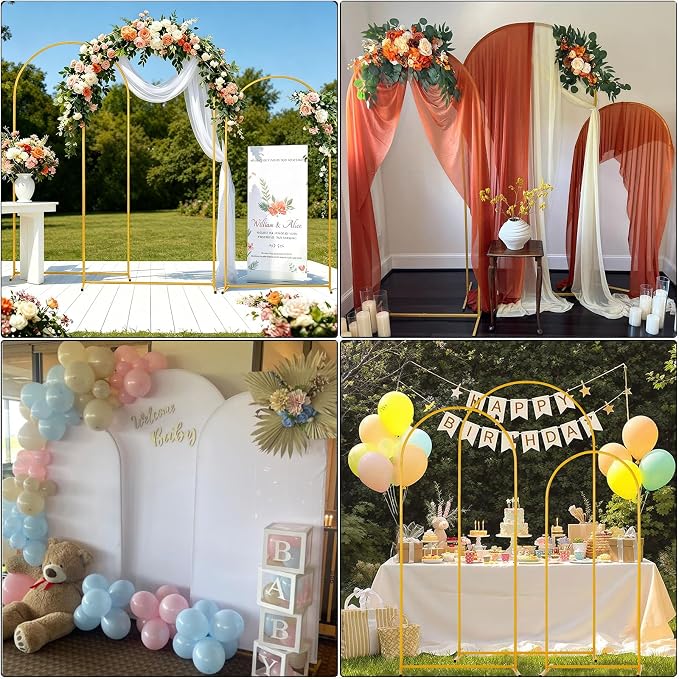 Vincidern Metal Wedding Arch Backdrop Stand Set of 3, Party Arch Stand - Image 6