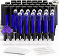 ULG Essential Oil Roller Bottles 48 Pack 10ml Cobalt Blue Glass Empty Bottles with Stainless Steel Roller Balls (10 Extra Roller Balls, 4 Openers, 4 Droppers, 48 Waterproof Labels)
