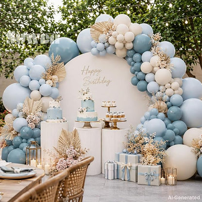 SUWEN Dusty Blue Balloons Arch Kit Garland 153Pcs 18 10 5 Inch Light Blue | - Image 3