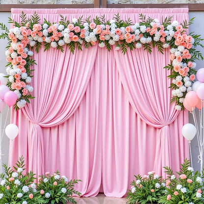 30ft x 10ft Wrinkle Free Pink Backdrop Curtains, 6 Panels 5x10ft Polyester - Image 8