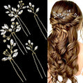 5 Pieces Bride Hair Pins Rhinestone Bridal Hair Piece for Women Crystal Hair Accessories for Bride Bridesmaids Flower Girls(Gold)