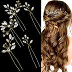 5 Pieces Bride Hair Pins Rhinestone Bridal Hair Piece for Women Crystal Hair Accessories for Bride Bridesmaids Flower Girls(Gold)
