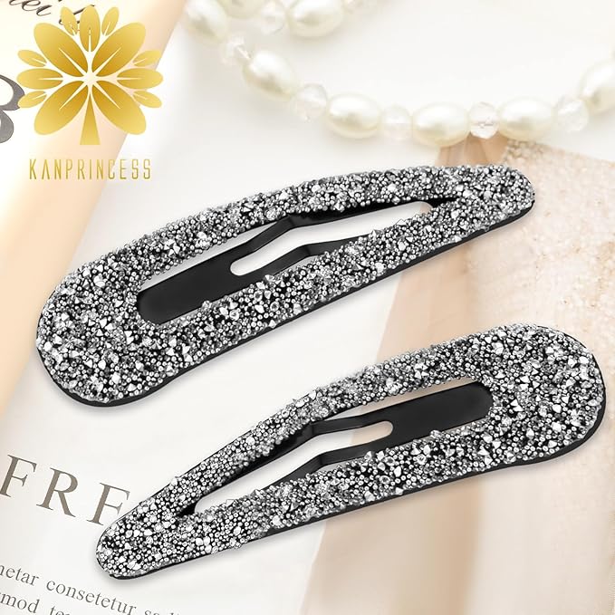 2PCS Rhinestone Hair Clips,Snap Hair Accessories,Decorative Hair Clips,Rhinestone Barrettes For Women Girls(SET19)
