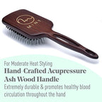 Eco-Friendly Boar Bristle Paddle Hair Brush for Women by MINT | Anti-Breakage Detangling Brush Great for Color-Treated Hair, Extensions and All Hair Types | Hand-Crafted Wooden Handle