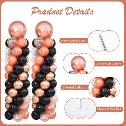 Rose Gold and Black Balloon Column Stand Kit Set of 2 - Image 5
