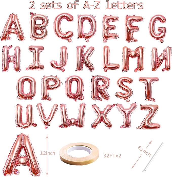 52 Pieces 16 Inches A-Z Letter Balloon – 2 Sets of Alphabet Mylar Balloons - Image 2