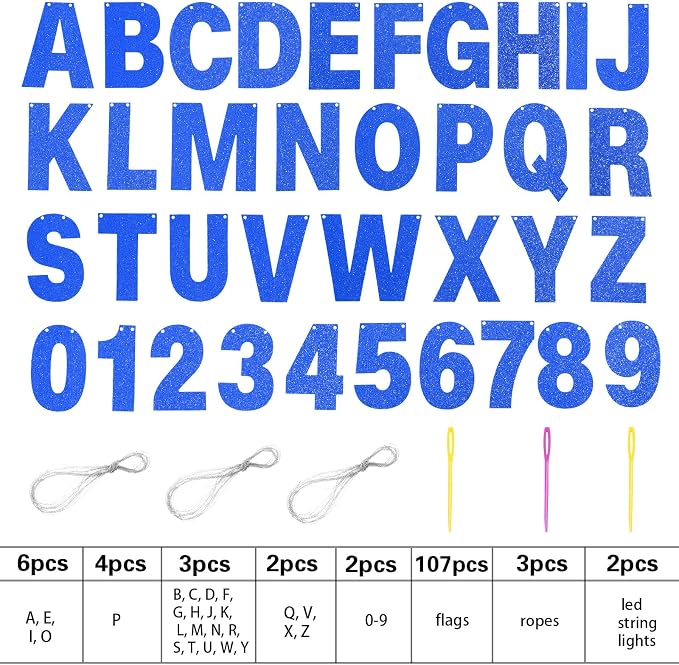 TaoBary 112 Pcs DIY Letter Kit Glitter Customizable Banner Letters Include 107 - Image 4