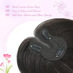 YAMI Hair Toppers for Women Fluffy Human Hair Topper 10inch Handmade Swiss Base Hairpieces 360° Cover Hairloss (Dark Brown)