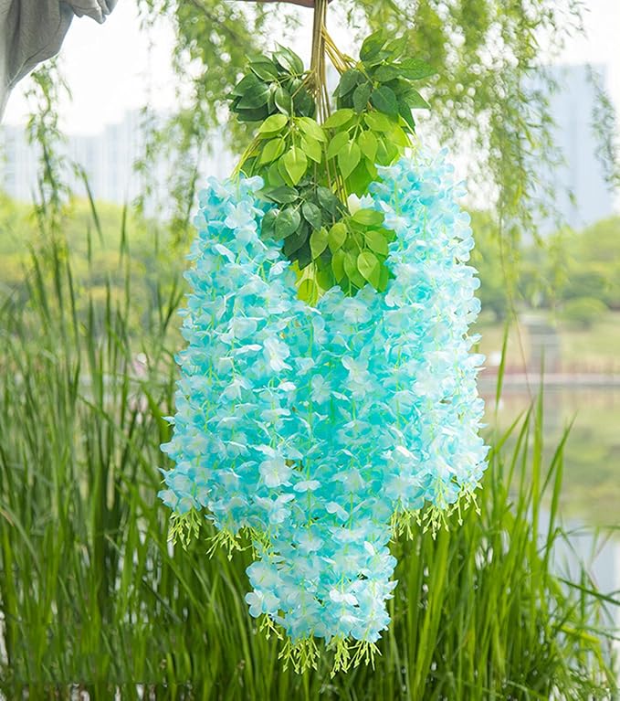 Artificial Wisteria Hanging Flowers-Fake Wisteria Flower Garland Silk Vines - Image 4