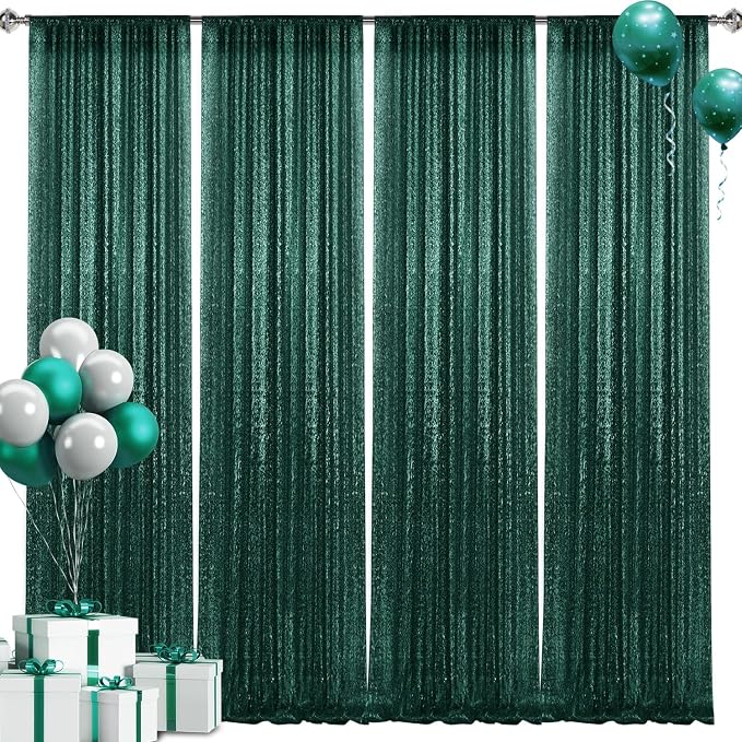 2×8FT-4PCS Hunter Sequin Backdrop Curtains Panels, Photography Backdrop Glitter - Image 9
