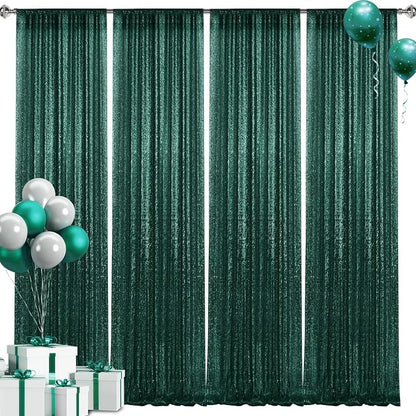 2×8FT-4PCS Hunter Sequin Backdrop Curtains Panels, Photography Backdrop Glitter - Image 9