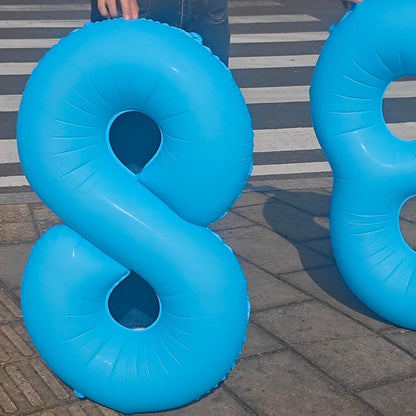40 in Blue Number Balloon 1 Blue Fluorescent Birthday balloon Number 1 | Helium - Image 4