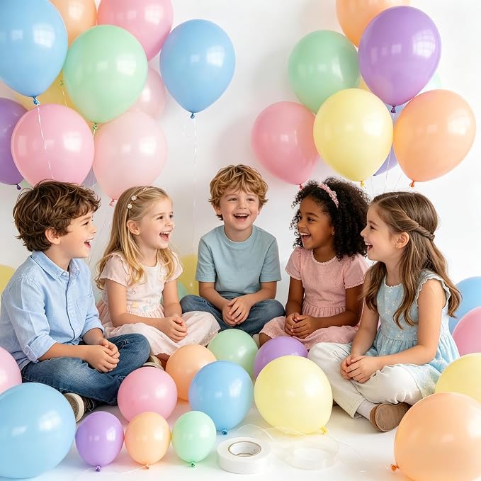 Rainbow Balloons, 65 Pieces Multi Colorful Latex Balloon - Image 3