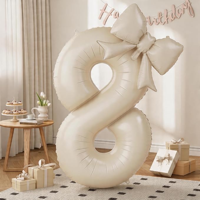40'' Cream Foil Balloon Number 8 by KYGNE