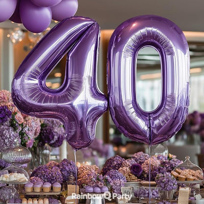 RainbowQ Purple 40 Balloon Number 40 Inch 0-40 Foil Large Balloons | Big Mylar - Image 5