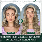 RUNATURE Blonde Clip in Hair Extensions, Real Human Hair Clip in Extensions, Short Hair Extensions Clip Ins 12 Inch, Remy Natural Hair, Add Volume, 50g 3pcs #8P60 Light Brown Highlight