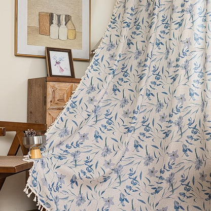 ENJOYBRIDAL Floral Curtains 84 Inches Semi Sheer Living Room Drapes Farmhouse by ENJOYBRIDAL
