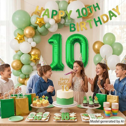 Green Number 10 Balloon 40 Inch, Foil Duo - Image 2