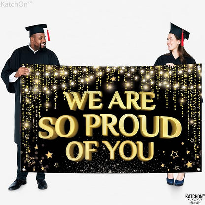 KatchOn Black and Gold Congratulations Banner 72x44 Inch | We Are So Proud of - Image 3