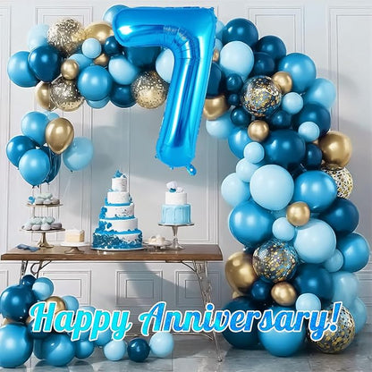 Blue Number 7 Balloon 40 Inch, Big Large Foil Helium Number Balloons, Jumbo - Image 6