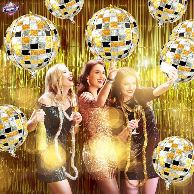 6pcs 22 Inch Multicolor Disco Ball Balloons, 4d Large Foil Aluminum Balloon - Image 7