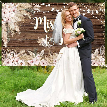 Mocsicka Miss to Mrs Banner Backdrop Boho Bridal Shower Backdrop Decorations - Image 2