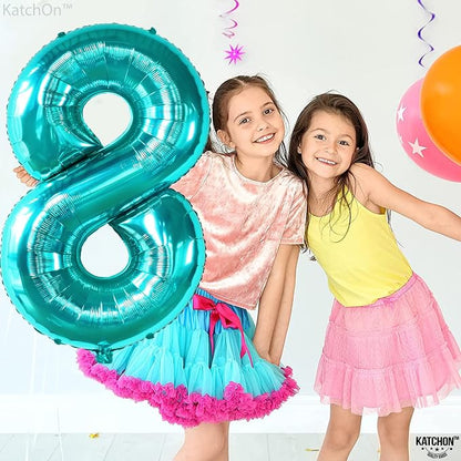 KatchOn Giant Blue Teal Number 8 Balloons-40 Inch, Happy 8th Birthday Decor | - Image 5