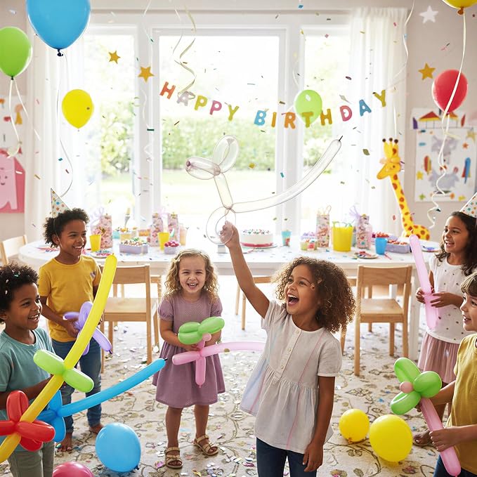 RUBFAC 260 Balloons Clear Long Skinny Latex Balloons, Balloons - Image 6