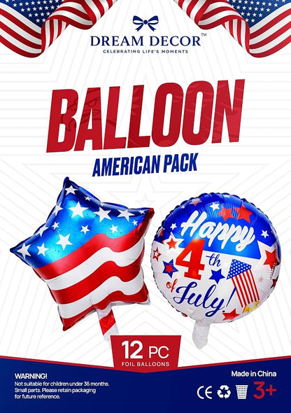 Dream Decor Happy 4th of July Balloons 12 Pack – American Flag Star & Happy 4th - Image 8
