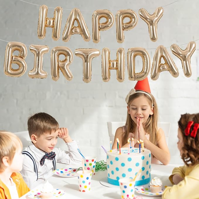 TONIFUL 16 Inch Champagne Gold Happy Birthday Balloon Banner Decorations | - Image 3
