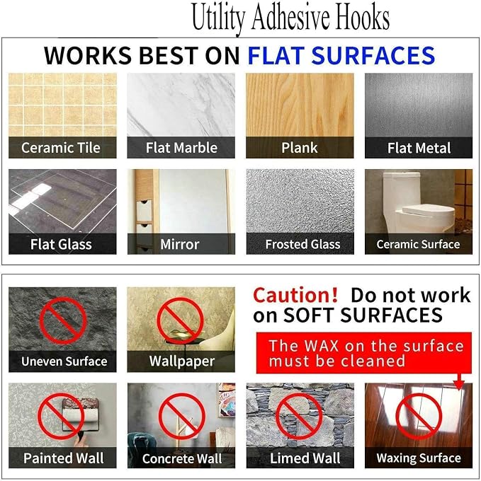 12 Pack Adhesive Wall Hooks 33LB Heavy Duty No Drill Transparent Waterproof - Image 5