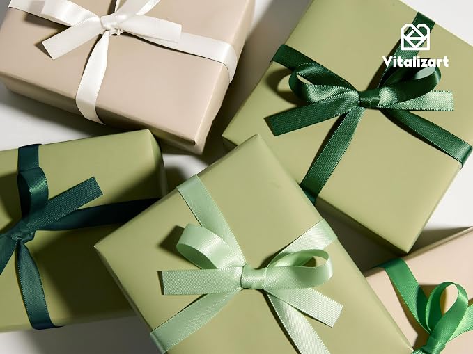 Vitalizart Green Ribbons for Crafts 3/8" x 50Yds Double-Faced Satin Ribbon | - Image 6