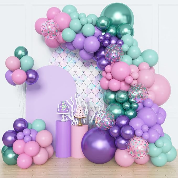 Amandir 153pcs Mermaid Balloon Garland Arch Kit Different Sizes | 18 12 10 5 by Amandir