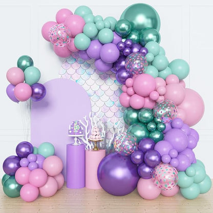 Amandir 153pcs Mermaid Balloon Garland Arch Kit Different Sizes | 18 12 10 5 by Amandir