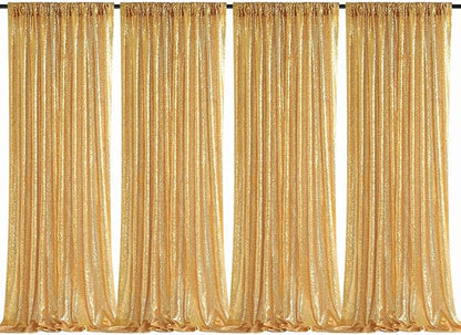 Sequin Backdrop Gold Curtains 4 Pcs 2ftx8ft Glitter Shimmer Fabric | Sparkly by B-COOL