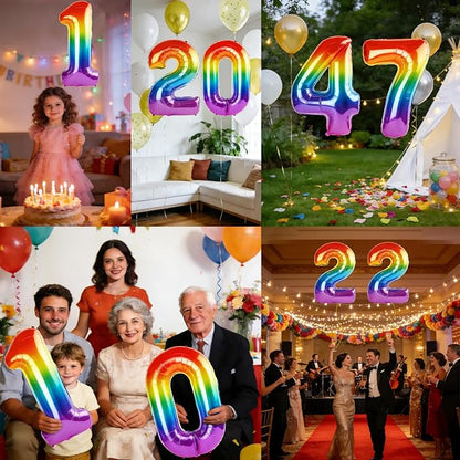 40 Inch Number 47 Balloons for 47th Birthday Party Decorations, 0-100 Rainbow - Image 7