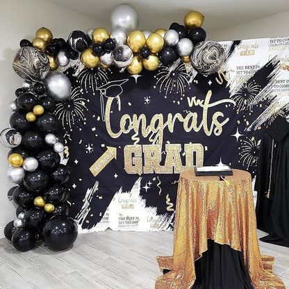 Black and Gold Balloons Set, 12 Inch Black Gold Silver Balloon New Year Eve - Image 3